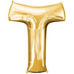 Globo de foil dorado letra "T" 35 cm