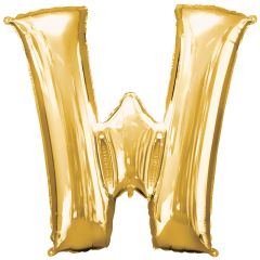 Globo de foil dorado letra "W" 35 cm