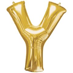 Globo de foil dorado letra "Y" 35 cm