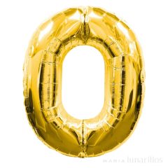Globo de foil dorado número "0" 88 cm