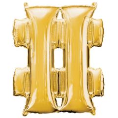 Globo de foil dorado signo "#" 35 cm