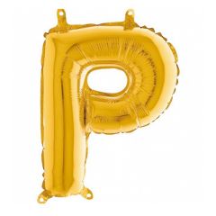 Globo de foil dorado letra "P" 35 cm