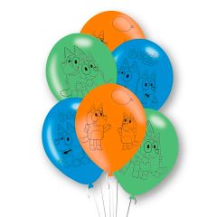 Globos Bluey azules, naranjas y verdes (6) - Amscan