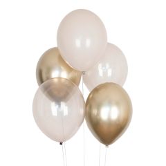 Globos mix cromados blanco, dorados y transparentes (10) - My Little Day