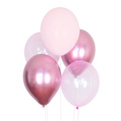 Globos mix rosas transparentes y metalizados (10) - My Little Day