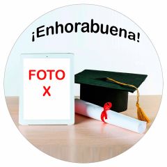 Papel de oblea con foto personalizada círculo 20 cm - Mi Graduación