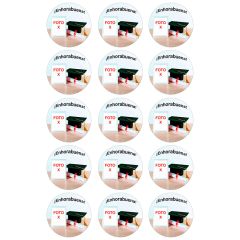 Papel de azúcar - 15 diseños iguales en Círculos de 5 cm Mi Graduación - Impresión personalizada
