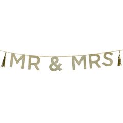 Guirnalda de papel dorada Mr & Mrs - Talking Tables
