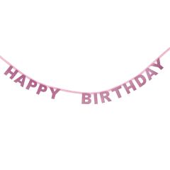 Guirnalda de papel purpurina rosa Happy Birthday - My Little Day