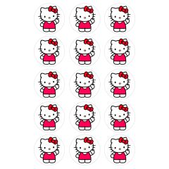Papel de azúcar Hello Kitty 3 - 5 cm (15) - María Lunarillos