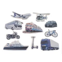 Imanes de madera Medios de transporte (10) - Nowordbooks