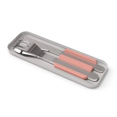 Juego 3 cubiertos con estuche rosa - Acero inoxidable - Monbento