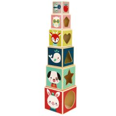 Juego de 6 cubos de madera apilables Baby Forest - Janod