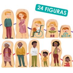 Juego de madera para enlazar: Familias del mundo - Akros