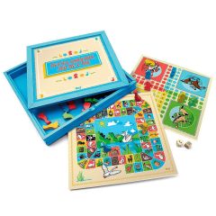 Juegos parchís y la oca con caja de madera - Jeujura