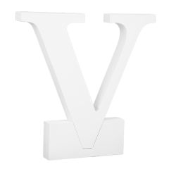 Letra de madera blanca "V" 26 cm