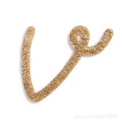 Letra "v" acrílica dorada brillante - Meri Meri