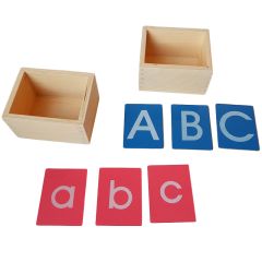 Letras de lija alfabeto minúsculas y mayúsculas imprenta pequeñas - Montessori