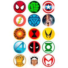 Oblea Logos Superhéroes 5 cm (15) - María Lunarillos