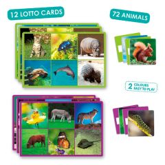 Loto 72 animales con imágenes y nombres en idiomas - Akros