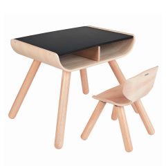 Set de silla y mesa de madera con pizarra - PlanToys