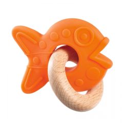 Mordedor de silicona Pez con aro de madera - Djeco