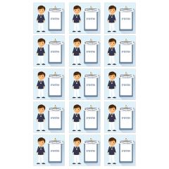 Papel de azúcar - 15 diseños iguales en Cuadrados de 5 cm Mi primera comunión (azul) con foto personalizada 