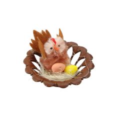 Nido gallina con huevos o pollitos 7 cm