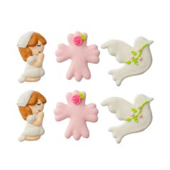 Niñas, palomas y flores de azúcar Comunión rosa (6) - Decora