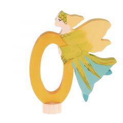 Número 0 con hada voladora de madera para calendario anual circular y para espiral - Grimm's