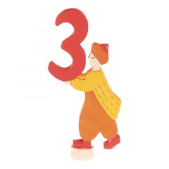 Número 3 con niño de madera para calendario anual circular y para espiral - Grimm's