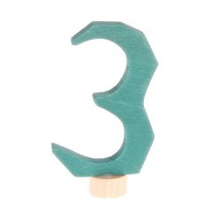Número 3 de madera verde menta para calendario anual circular y para la espiral - Grimm's