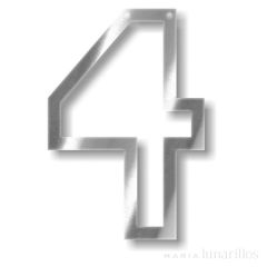 Número 4 acrílico espejo plateado - Meri Meri