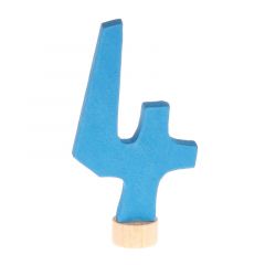 Número 4 de madera azul para calendario anual circular y para la espiral - Grimm's