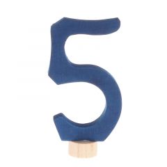 Número 5 de madera azul oscuro para calendario anual circular y para la espiral - Grimm's