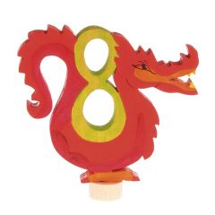 Número 8 con dragón de madera para calendario anual circular y para espiral - Grimm's