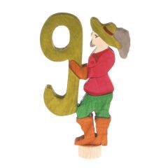 Número 9 con hombre de madera para calendario anual circular y para espiral - Grimm's