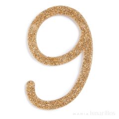 Número 9 acrílico dorado brillante - Meri Meri