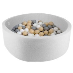 Piscina con 200 bolas beis, grises y blancas - MiniBe