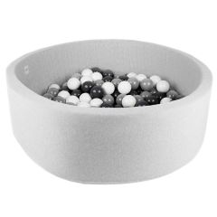 Piscina con 200 bolas negras, grises y blancas - MiniBe