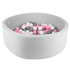 Piscina con 200 bolas rosas, grises y blancas - MiniBe