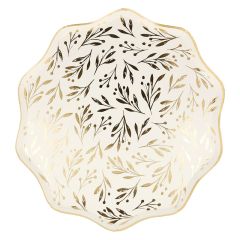 Platos con bordes ondulados Hojas doradas 27 cm (8) - Meri Meri