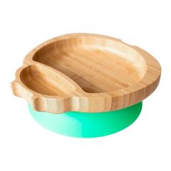 Plato mariquita con ventosa verde - Madera de Bambú - Eco Rascals