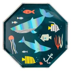 Platos con bordes rectos Animales Marinos 27 cm (8) - Meri Meri
