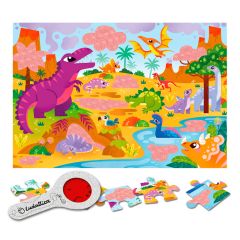 Puzle con lupa Secreto dinosaurios en el bosque 24 piezas - Ludattica