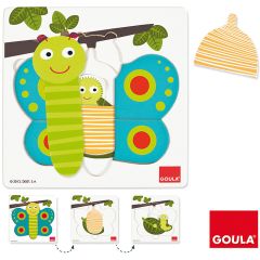 Puzle de madera encajable 3 niveles Mariposa 8 piezas - Goula