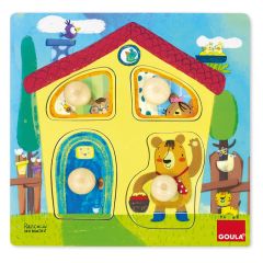 Puzle de madera encajable casa familia de osos 4 piezas - Goula
