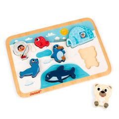 Puzle de madera encajable Chunky Polo Norte - Janod