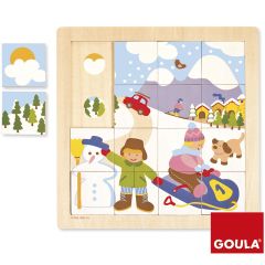 Puzle de madera encajable Invierno 16 piezas - Goula