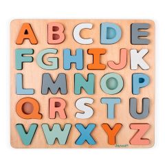 Pizarra de madera reversible y encajable de letras mayúsculas 27 piezas - Janod